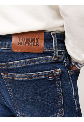 Jeans Azul Niña Ceñidos Y Desteñidos Con Lavado Medio Tommy Hilfiger
