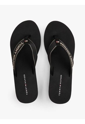 Sandalias Negro De Cuña Con Logo Esmaltado Tommy Hilfiger