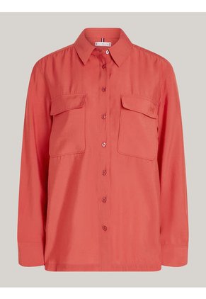 Camisa Roja De Corte Amplio Con Bolsillos Tommy Hilfiger
