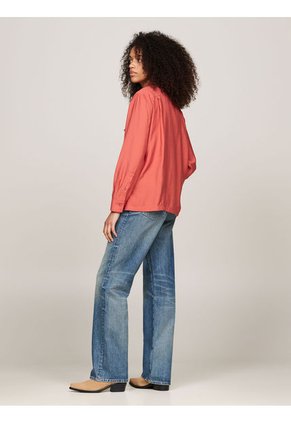 Camisa Roja De Corte Amplio Con Bolsillos Tommy Hilfiger