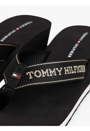 Sandalias Negro De Cuña Con Logo Esmaltado Tommy Hilfiger