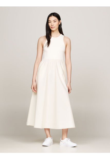 Vestido Beige Sin Mangas De Corte Evasé Para Mujer Tommy Hilfiger