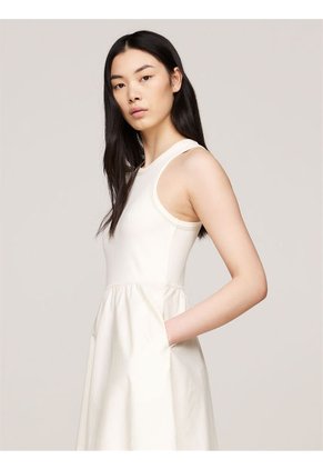 Vestido Beige Sin Mangas De Corte Evasé Para Mujer Tommy Hilfiger