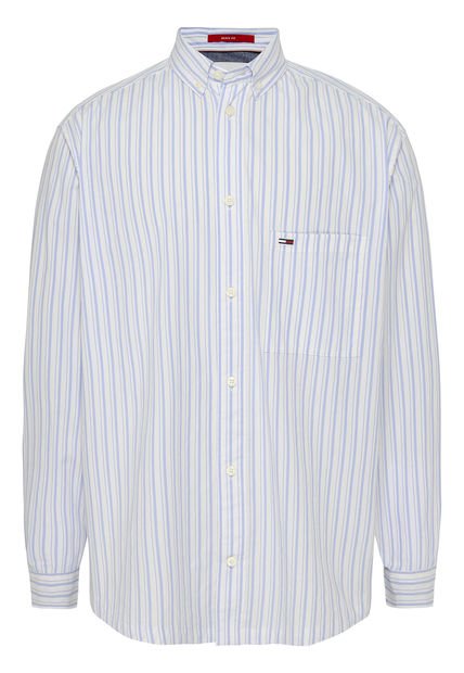Camisa Manga Larga A Rayas Hombre Celeste Tommy Jeans