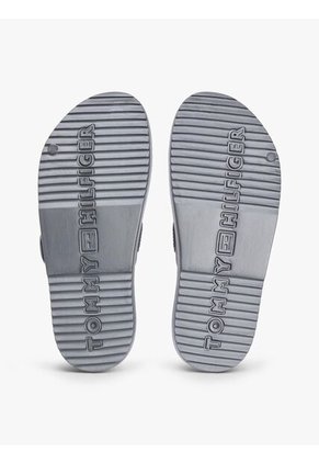 Sandalias Gris Con Doble Tira Y Logo Esmaltado Tommy Hilfiger