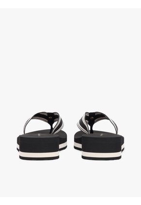 Sandalias Negro De Cuña Con Tira Trenzada Tommy Hilfiger