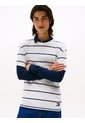 Camiseta Blanca De Rayas Y Cuello Redondo Tommy Jeans de Tommy Hilfiger