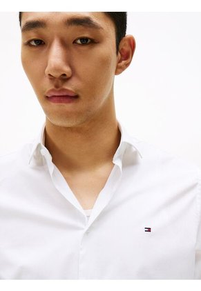 Camisa Blanca Flex Poplin De Corte Slim Tommy Hilfiger