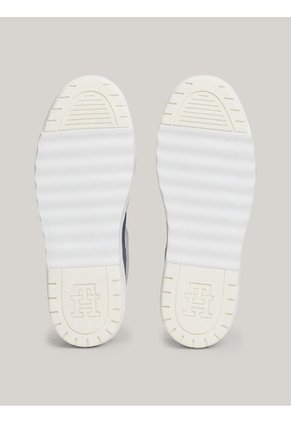 Tenis Azul De Cuero Con Mezcla De Texturas Tommy Hilfiger