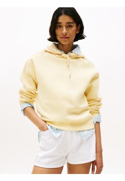Buzo Amarillo Con Capota, Cordón Y Logo Bordado Tommy Hilfiger