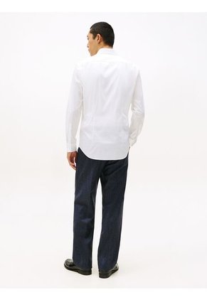 Camisa Blanca Flex Poplin De Corte Slim Tommy Hilfiger