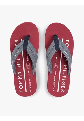 Sandalias Azul De Jacquard En Chambray De Puro Lino Tommy Hilfiger