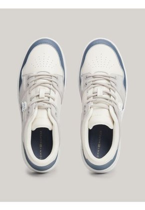 Tenis Azul De Cuero Con Mezcla De Texturas Tommy Hilfiger