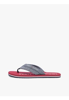 Sandalias Azul De Jacquard En Chambray De Puro Lino Tommy Hilfiger