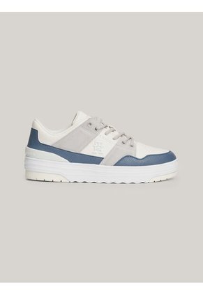 Tenis Azul De Cuero Con Mezcla De Texturas Tommy Hilfiger