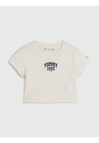 Camiseta Blanca Universitaria De Punto Elástico Para Niña Tommy Hilfiger Tommy Hilfiger