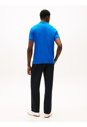Polo Celeste De Punto Interlock De Corte Regular Tommy Hilfiger
