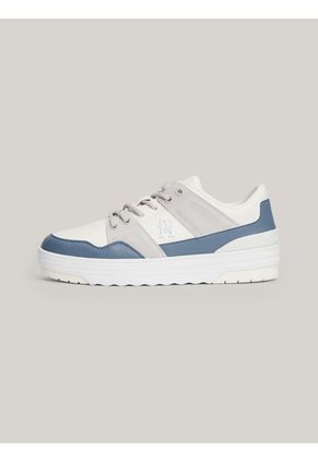 Tenis Azul De Cuero Con Mezcla De Texturas Tommy Hilfiger