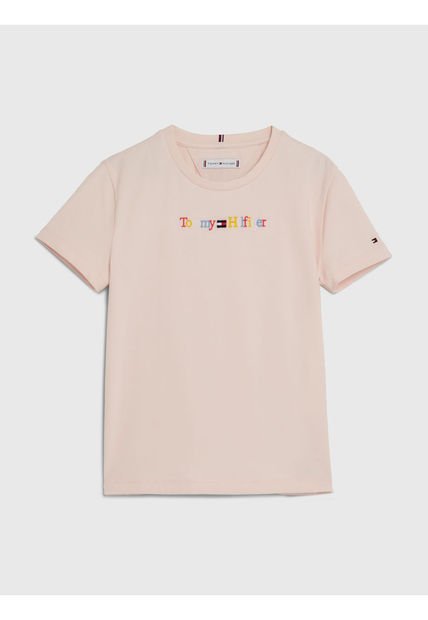 Camiseta De Niña Con Logo Color Rosado Tommy Hilfiger