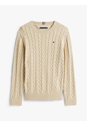 Saco Café De Punto Trenzado Y Cuello Redondo Tommy Hilfiger