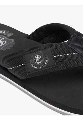 Sandalias Negro Con Parche Con Escudo Tommy Hilfiger