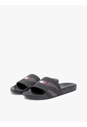 Sandalias Negro Con Pala De Jacquard Tommy Hilfiger