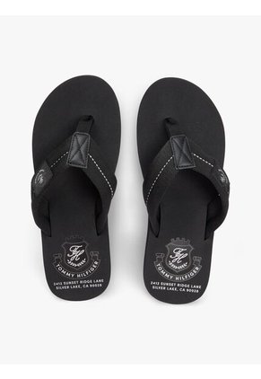 Sandalias Negro Con Parche Con Escudo Tommy Hilfiger