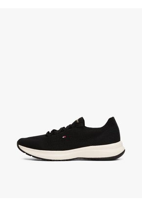 Tenis Negro De Punto Con Logo Bordado Tommy Hilfiger