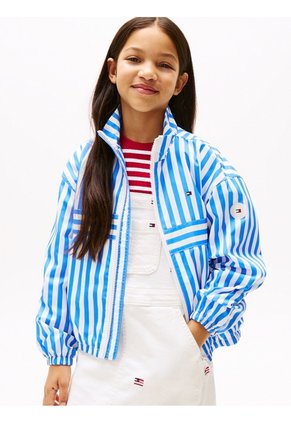 Cortavientos Azul Para Niña Amplio A Rayas Tommy Hilfiger