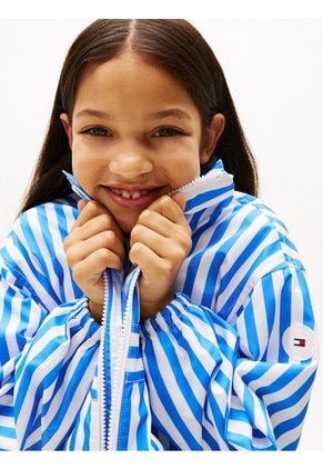 Cortavientos Azul Para Niña Amplio A Rayas Tommy Hilfiger