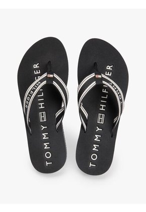 Sandalias Negro Con Tiras De Tejido Trenzado Tommy Hilfiger
