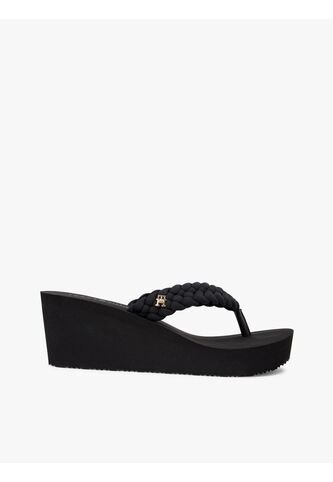 Sandalias Negro De Cuña Con Tiras Trenzadas Tommy Hilfiger Tommy Hilfiger
