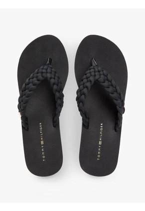 Sandalias Negro De Cuña Con Tiras Trenzadas Tommy Hilfiger