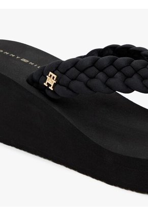 Sandalias Negro De Cuña Con Tiras Trenzadas Tommy Hilfiger