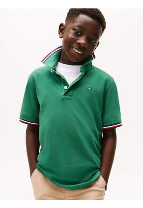Polo Verde Manga Corta Con Logo Tommy Hilfiger