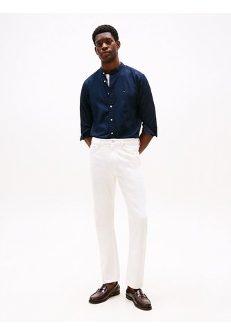 Camisa Azul De Popelín Con Cuello Mao Regular Fit Tommy Hilfiger Tommy Hilfiger