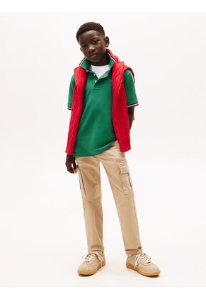 Polo Verde Manga Corta Con Logo Tommy Hilfiger
