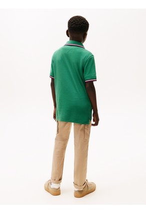 Polo Verde Manga Corta Con Logo Tommy Hilfiger