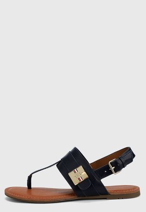 Sandalia Plana Azul Oscuro-Blanco Tommy Hilfiger