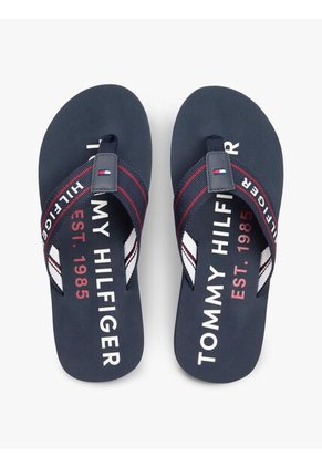 Sandalias Azul De Tiras De Textil Trenzado Con Logo Tommy Hilfiger