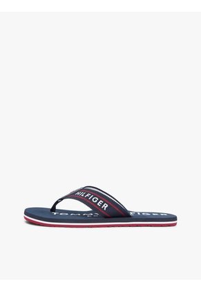 Sandalias Azul De Tiras De Textil Trenzado Con Logo Tommy Hilfiger