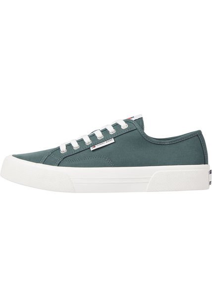 Tenis Verde De Lona Con Cordones Tommy Hilfiger