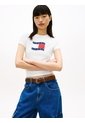 Camiseta Blanca De Punto Slim Con Logo Ondulante Tommy Jeans de Tommy Hilfiger