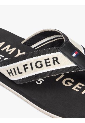 Sandalias Negro De Tiras De Textil Trenzado Con Logo Tommy Hilfiger