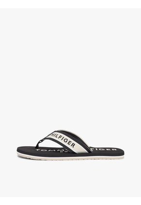 Sandalias Negro De Tiras De Textil Trenzado Con Logo Tommy Hilfiger