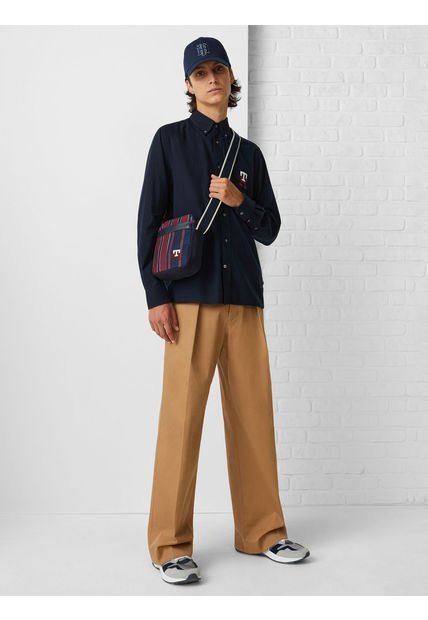 Camisa De Con Monograma Azul Tommy Hilfiger