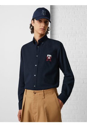 Camisa De Con Monograma Azul Tommy Hilfiger