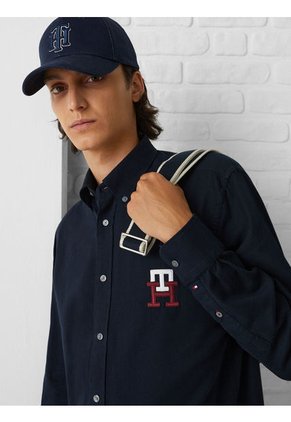 Camisa De Con Monograma Azul Tommy Hilfiger
