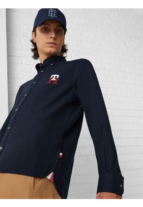 Camisa De Con Monograma Azul Tommy Hilfiger