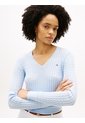 Saco Celeste De Punto Trenzado Con Cuello En V Tommy Hilfiger de Tommy Hilfiger